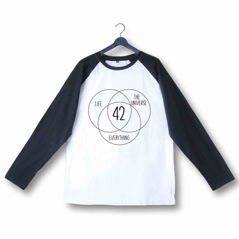 Nerd HITCHHIKERS GUIDE 42 MEANING OF LIFE Custom Printed Graphic Design Raglan T-Shirt for Women